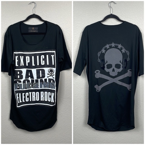 Bad Spirit Massimo Sabbadin Long Tee T Shirt Electro Rock Skull Offensive Sz XL - Picture 1 of 11